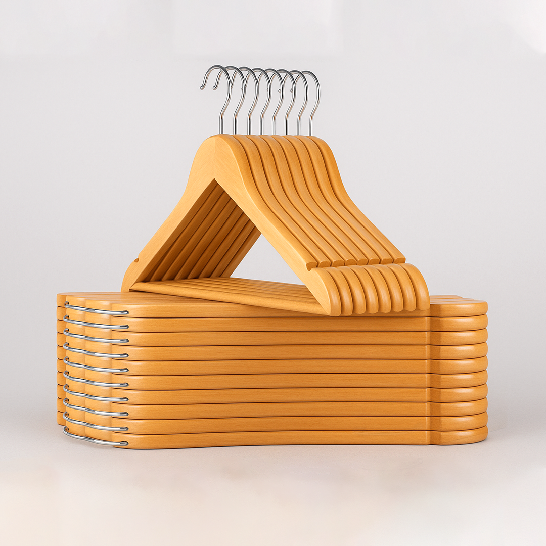 MOONCEE 20 PCs Wooden Hangers - Non Slip Wood Clothes Hanger