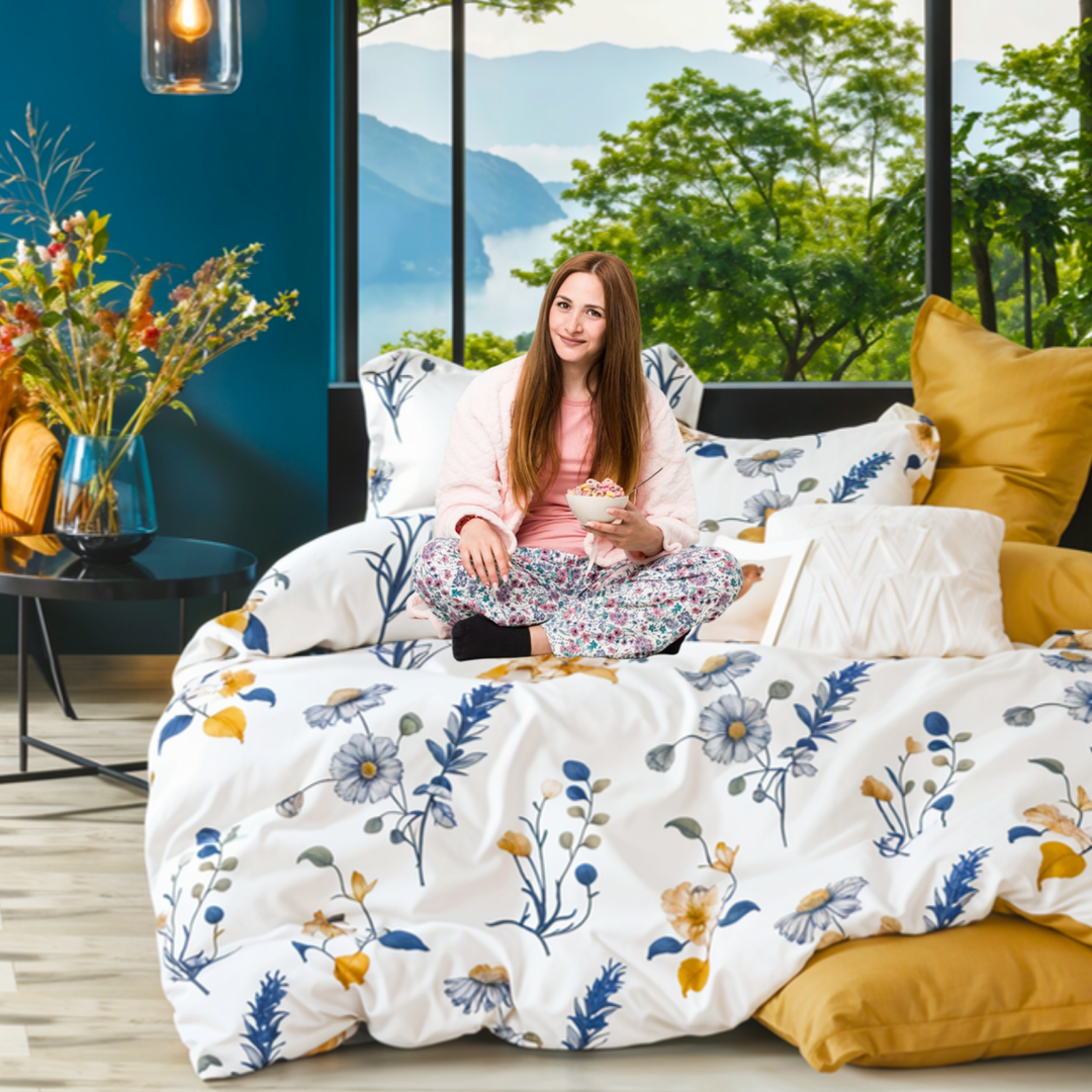 King Size Bed Sheet Set 6 PCs  with King Duvet Cover Size220x240,  Bedding Set (6FS67)