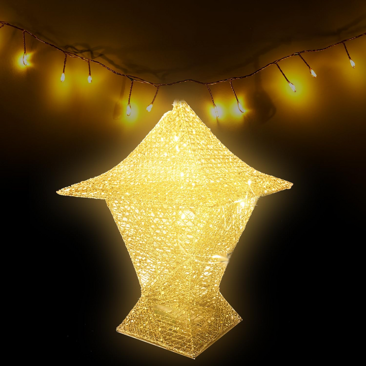 فانوس رمضان ذهبي ثلاثي الأبعاد من موونسي مزود بإضاءة ليد - مصباح ديكوري للمنزل والمناسبات