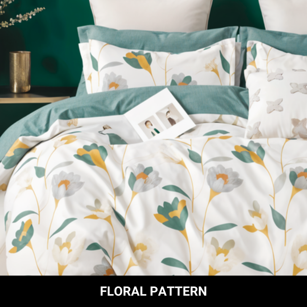 6 PCs King Size Fitted Bed Sheet Set With Duvet Cover 220x240, King Bedding Set (6FS73)