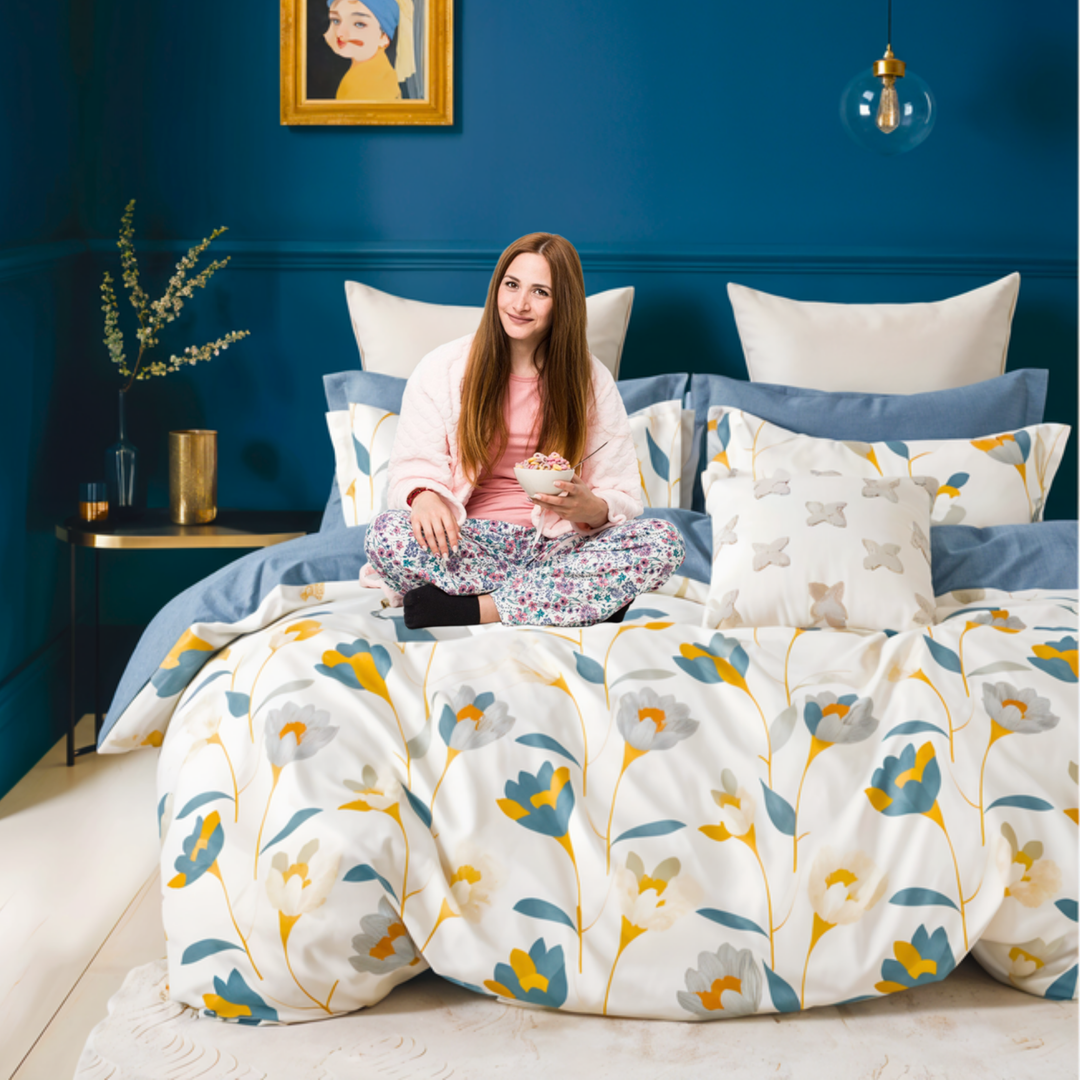 6 PCs King Size Fitted Bed Sheet Set With Duvet Cover 220x240, King Bedding Set (6FS73)