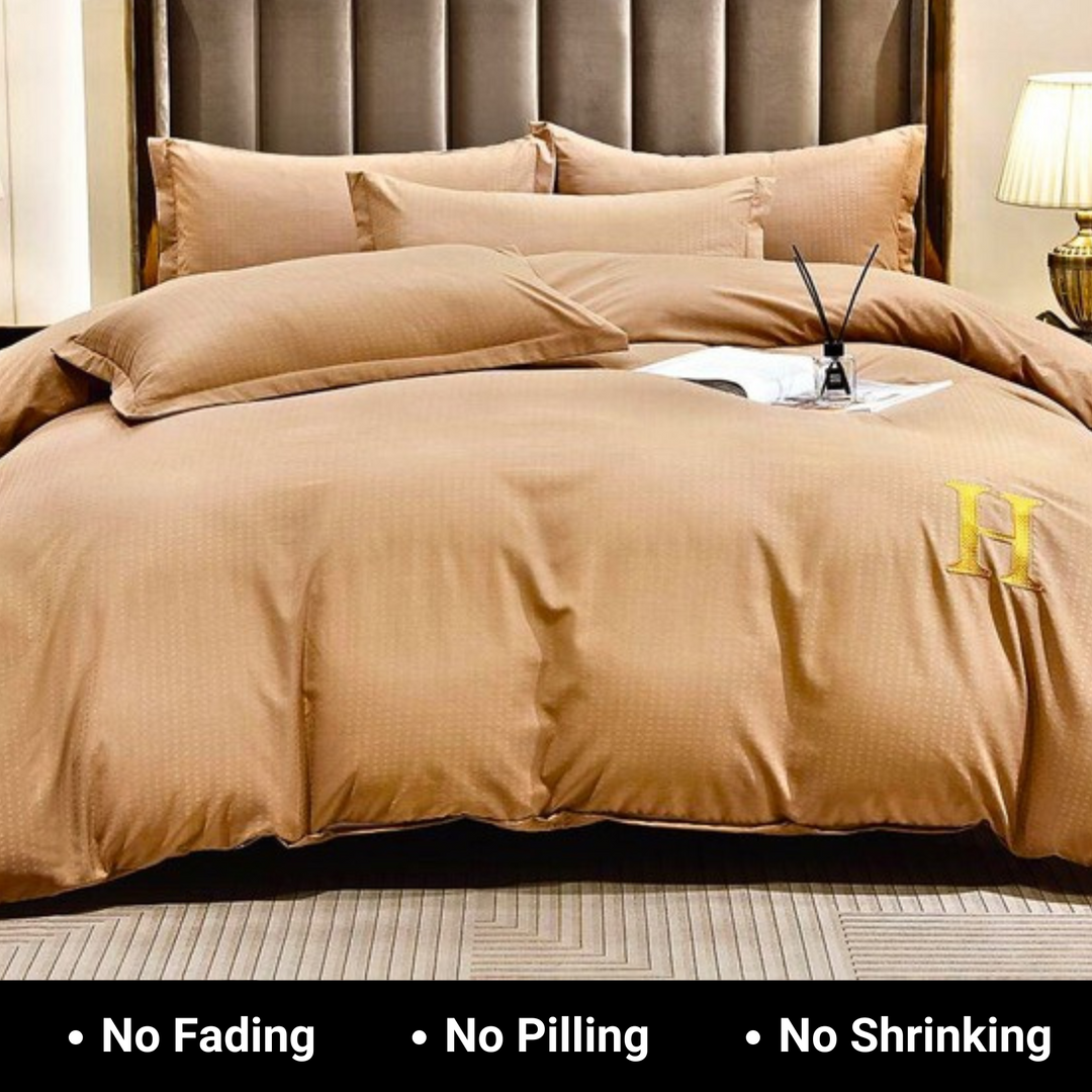 6 PCs King Fitted Sheet Set with 220x240 Duvet, Luxury Bedding Collection (6HH5)