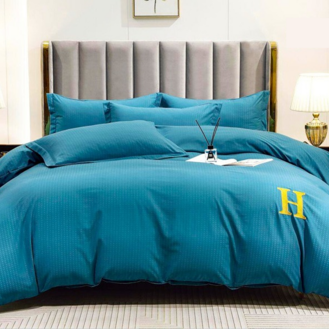 Printed King Size Bed Sheet Set  6 PCs with Duvet Cover 220x240  (6HH4)