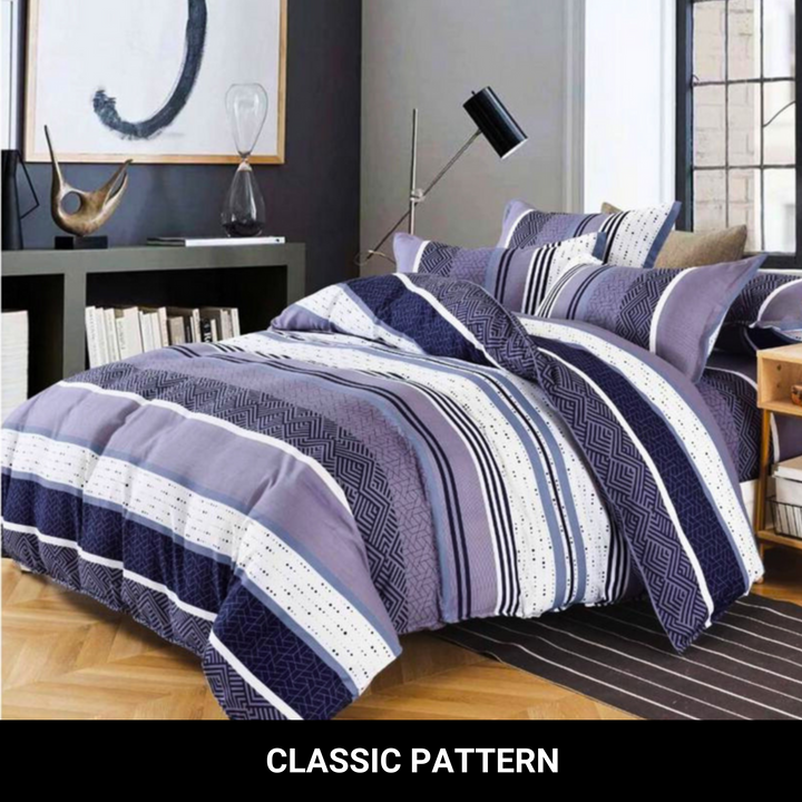 طقم سرير كينج، 6 قطع، مع غطاء لحاف 220×240 و4 أغطية وسائد، مصنوع من مزيج القطن (MNC14)