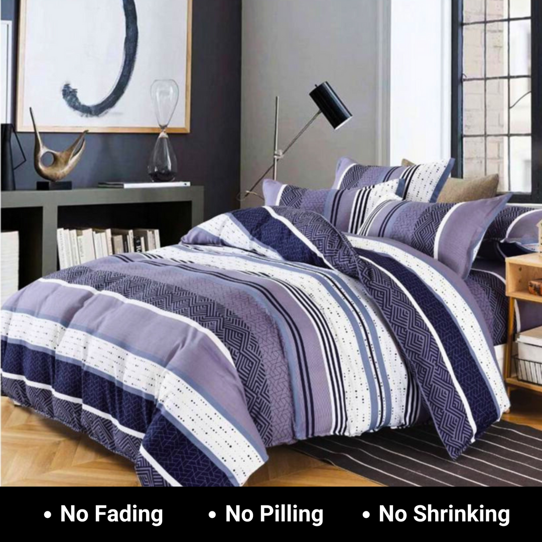 طقم سرير كينج، 6 قطع، مع غطاء لحاف 220×240 و4 أغطية وسائد، مصنوع من مزيج القطن (MNC14)