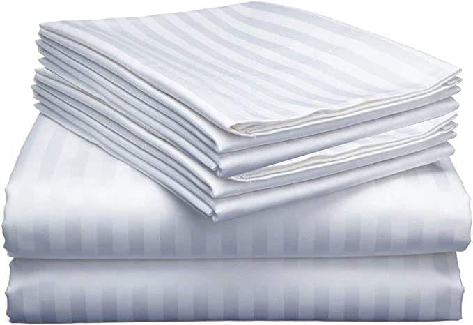 MOONCEE 6 PCs Bed Sheet King Size Set With Duvet Cover 220x240 Bedding Set (White)