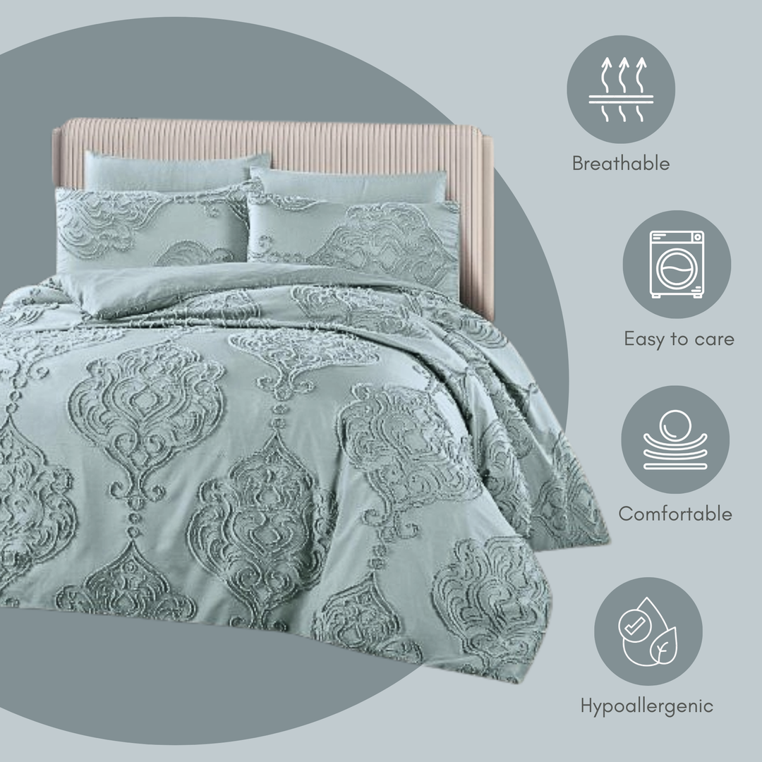 King Bedding Set with Duvet Cover 220x240 6 PCs  Fitted Bed Sheet Set (6FM27)