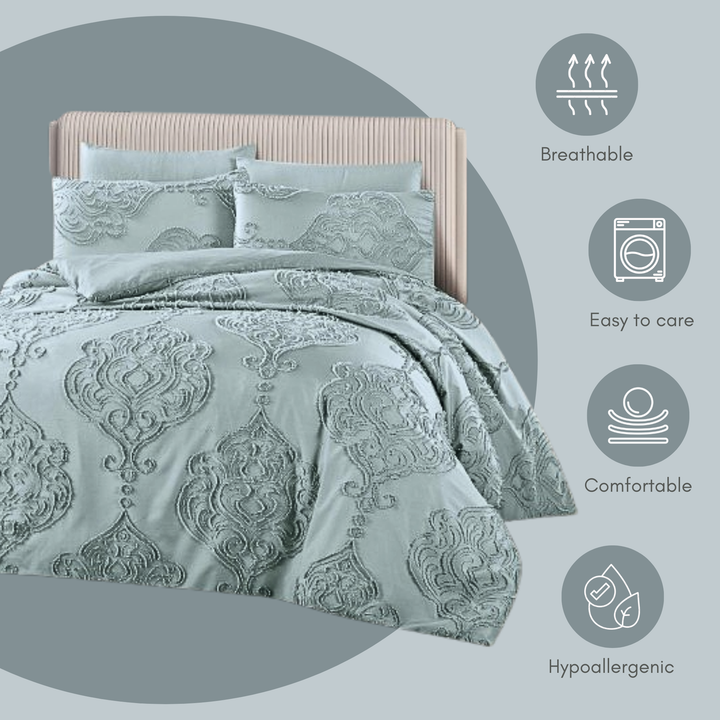 King Bedding Set with Duvet Cover 220x240 6 PCs  Fitted Bed Sheet Set (6FM27)