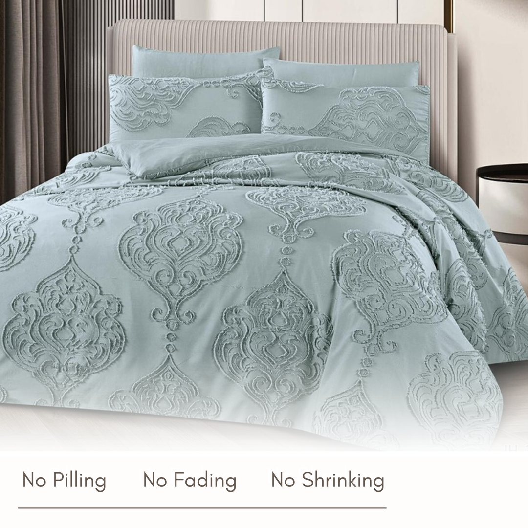 King Bedding Set with Duvet Cover 220x240 6 PCs  Fitted Bed Sheet Set (6FM27)