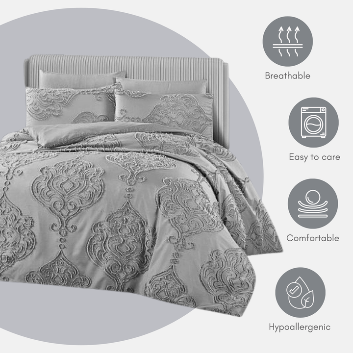 King Bedding Set with Duvet Cover 220x240 6 PCs  Fitted Bed Sheet Set (6FM27)
