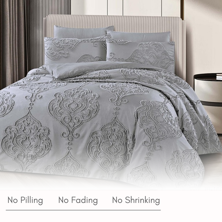 King Bedding Set with Duvet Cover 220x240 6 PCs  Fitted Bed Sheet Set (6FM27)