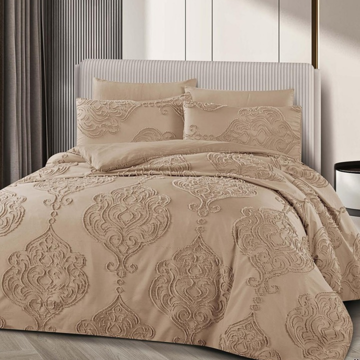 King Bedding Set with Duvet Cover 220x240 6 PCs  Fitted Bed Sheet Set (6FM27)