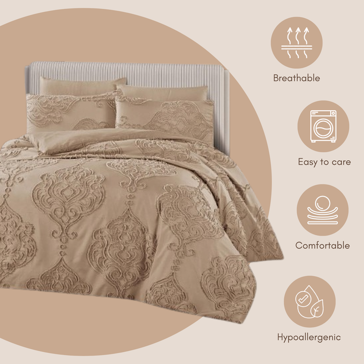 King Bedding Set with Duvet Cover 220x240 6 PCs  Fitted Bed Sheet Set (6FM27)