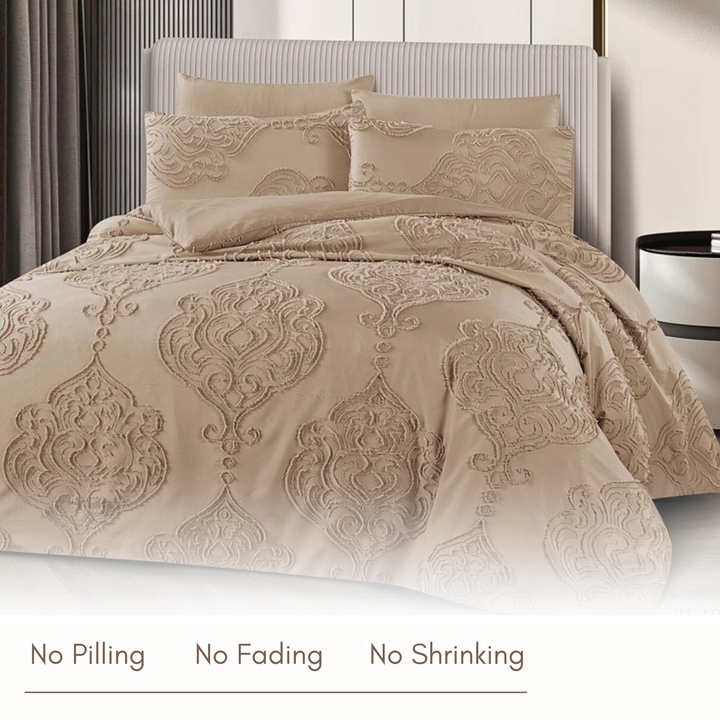 King Bedding Set with Duvet Cover 220x240 6 PCs  Fitted Bed Sheet Set (6FM27)