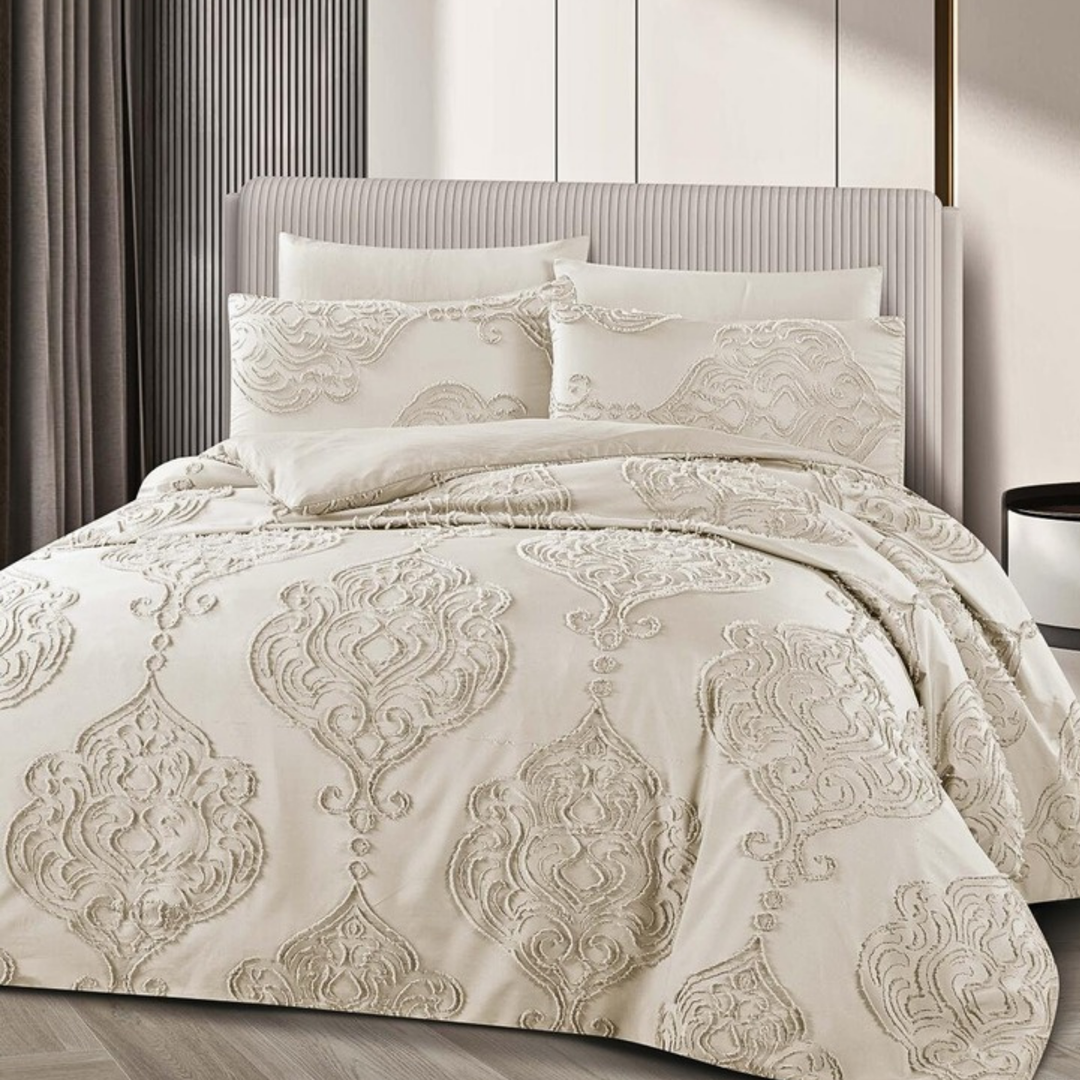 King Bedding Set with Duvet Cover 220x240 6 PCs  Fitted Bed Sheet Set (6FM27)