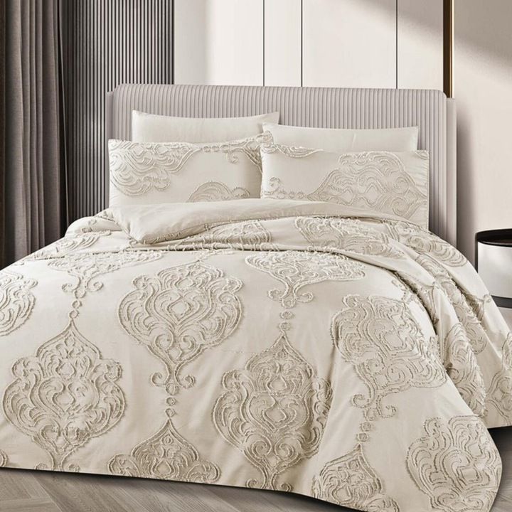 King Bedding Set with Duvet Cover 220x240 6 PCs  Fitted Bed Sheet Set (6FM27)