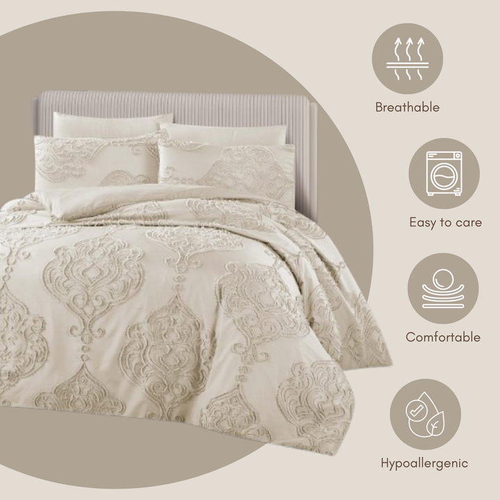 King Bedding Set with Duvet Cover 220x240 6 PCs  Fitted Bed Sheet Set (6FM27)
