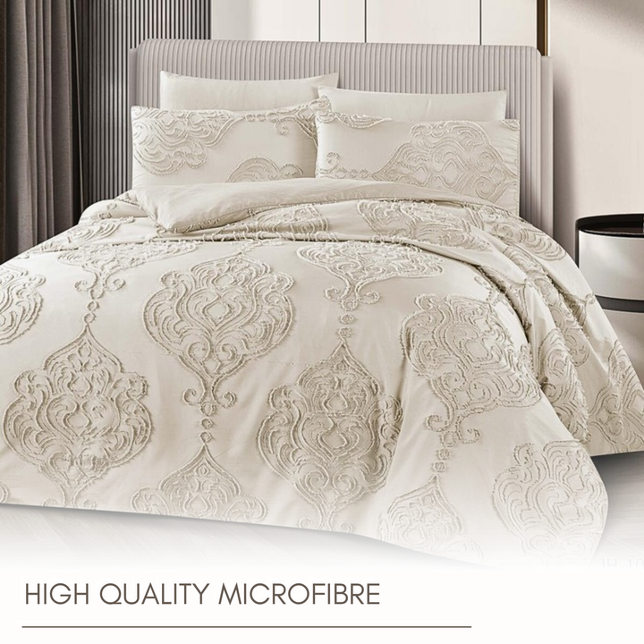 King Bedding Set with Duvet Cover 220x240 6 PCs  Fitted Bed Sheet Set (6FM27)