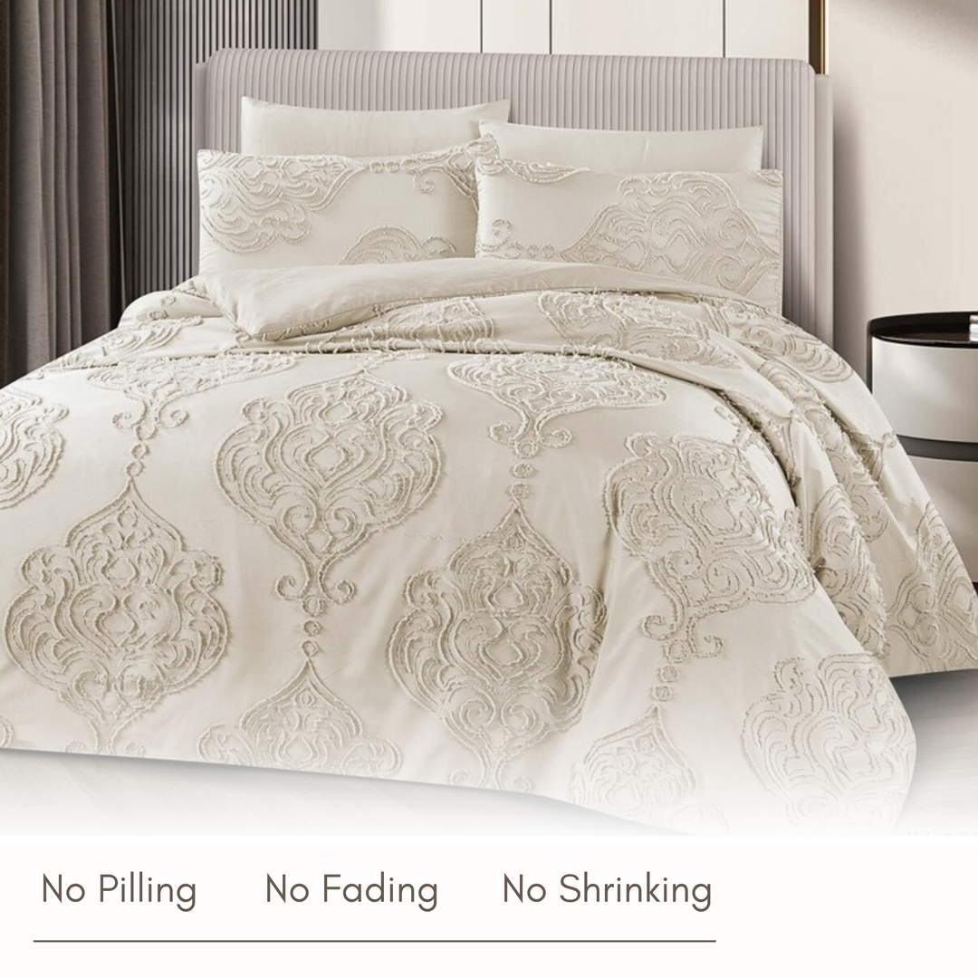 King Bedding Set with Duvet Cover 220x240 6 PCs  Fitted Bed Sheet Set (6FM27)