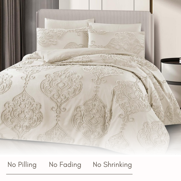 King Bedding Set with Duvet Cover 220x240 6 PCs  Fitted Bed Sheet Set (6FM27)