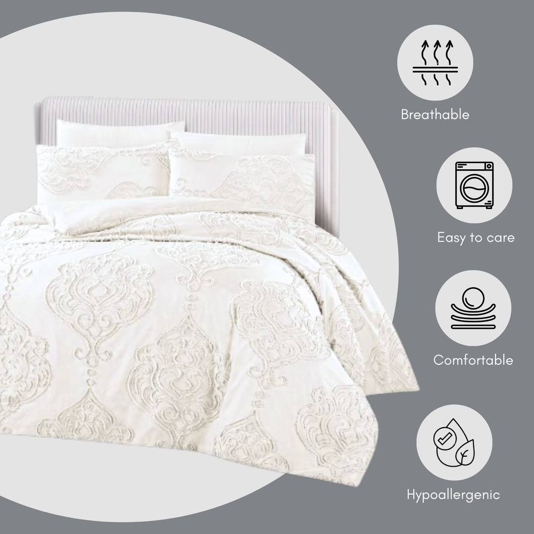 King Bedding Set with Duvet Cover 220x240 6 PCs  Fitted Bed Sheet Set (6FM27)