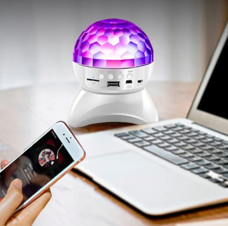 مصباح LED على شكل كرة ديسكو من MOONCEE مزود بخاصية البلوتوث مع مكبر صوت، قابل لإعادة الشحن باستخدام كابل USB