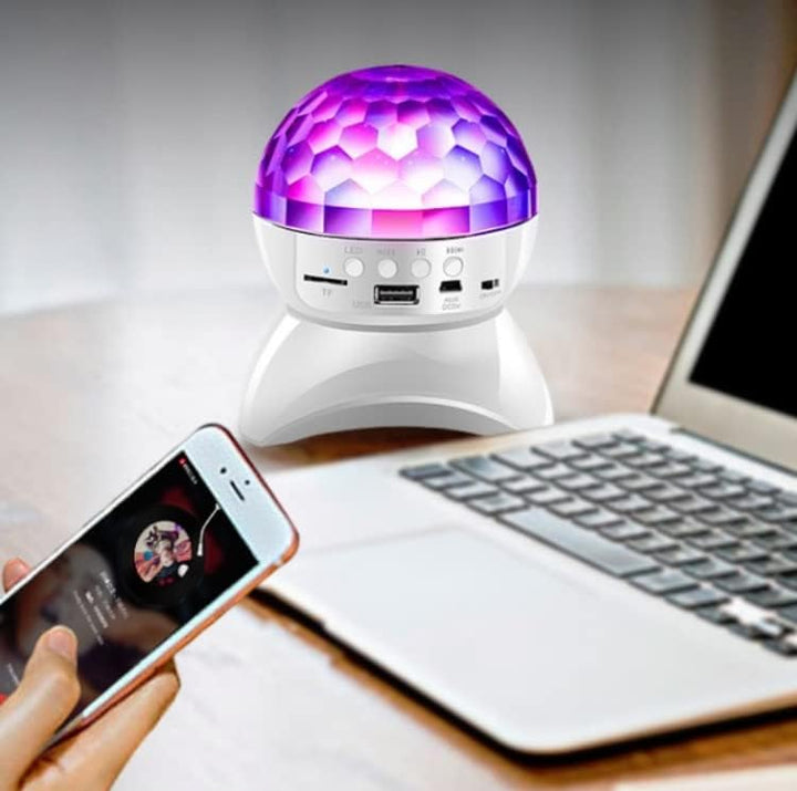 مصباح LED على شكل كرة ديسكو من MOONCEE مزود بخاصية البلوتوث مع مكبر صوت، قابل لإعادة الشحن باستخدام كابل USB
