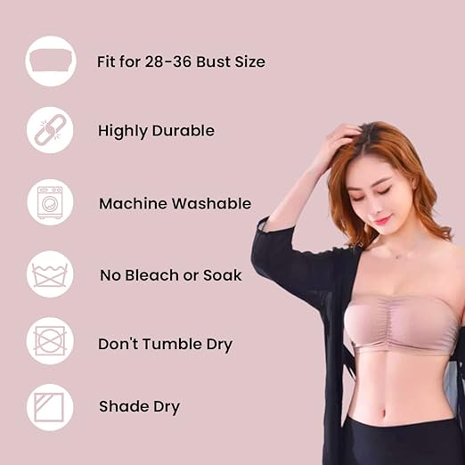 LASASSY 5 Pcs Strapless Bra For Women Tube Top Bra Strapless Bra Padded Bralette Stretchy Chest Wrapped Underwear Comfortable Wire Free Vest Bra (Muticolour, Free Size) Pack of 5