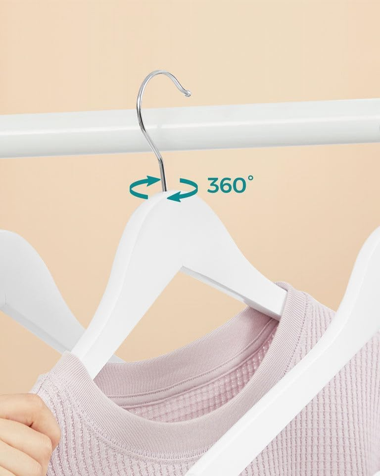 MOONCEE 20 PCs Wooden Hangers - Non Slip Wood Clothes Hanger