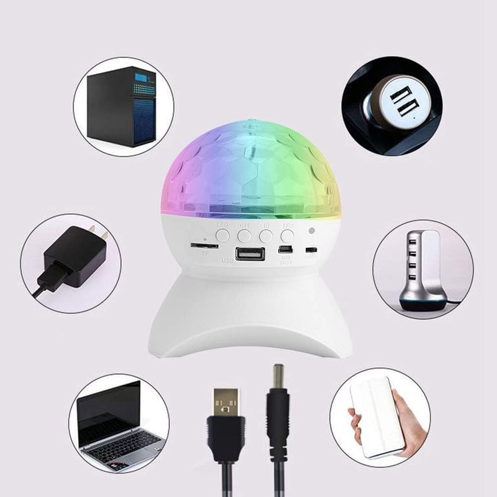 مصباح LED على شكل كرة ديسكو من MOONCEE مزود بخاصية البلوتوث مع مكبر صوت، قابل لإعادة الشحن باستخدام كابل USB
