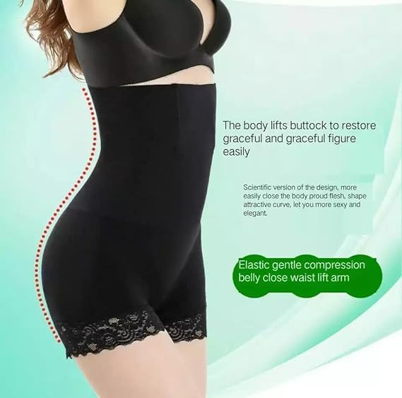 Mid Waist Shaping Shorts Shapewear Panty With Anti Rolling Lace