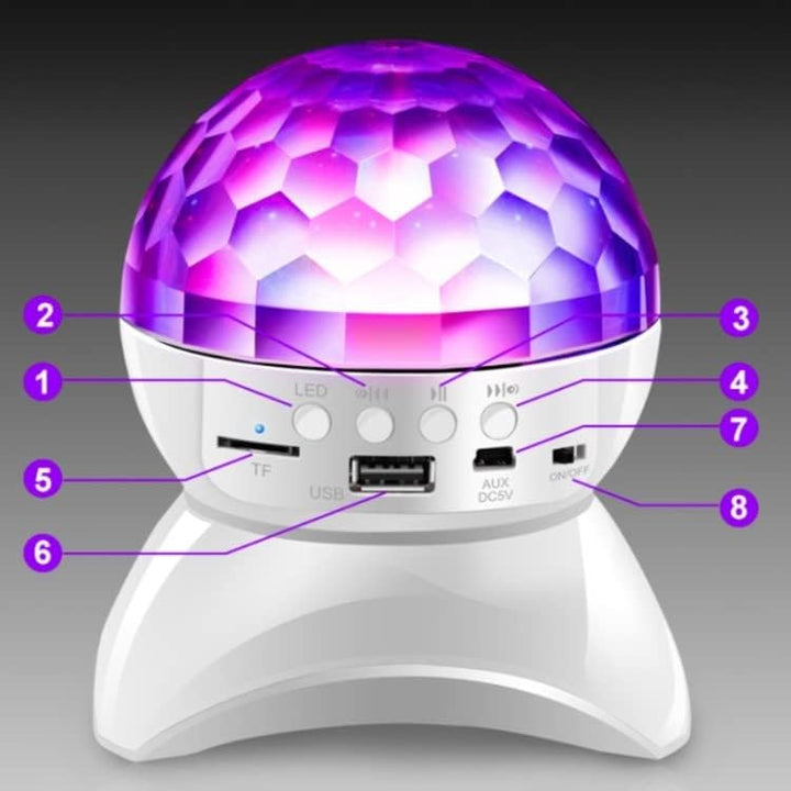 مصباح LED على شكل كرة ديسكو من MOONCEE مزود بخاصية البلوتوث مع مكبر صوت، قابل لإعادة الشحن باستخدام كابل USB