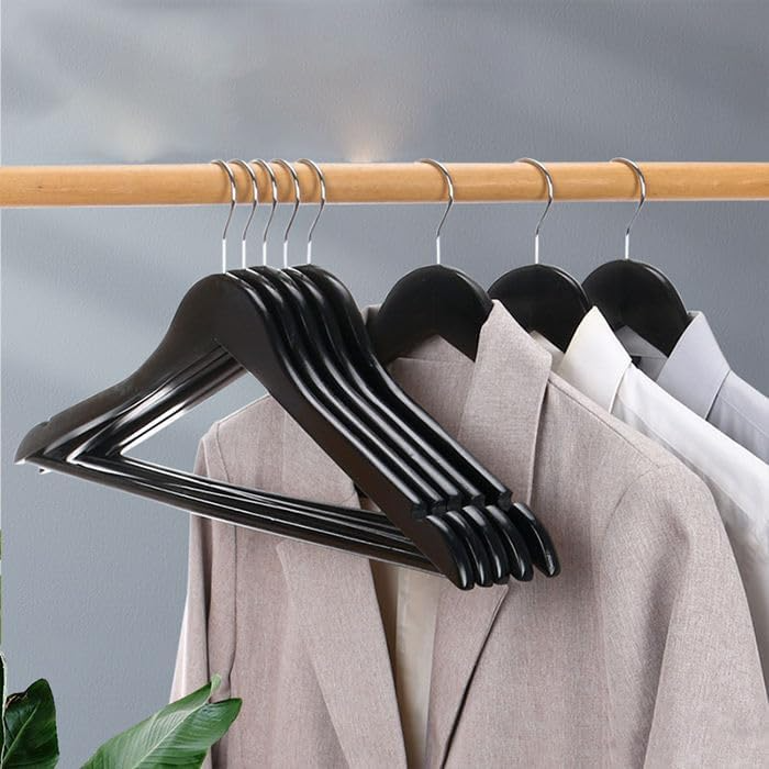 MOONCEE 20 PCs Wooden Hangers - Non Slip Wood Clothes Hanger