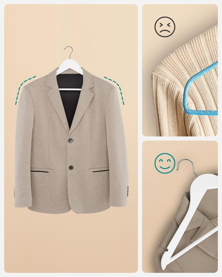 MOONCEE 20 PCs Wooden Hangers - Non Slip Wood Clothes Hanger
