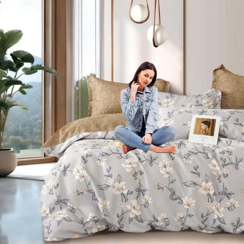 Soft Cotton King Bed Bedding Set 6 PCs King Size Fitted Bed Sheet Set (6FS63)