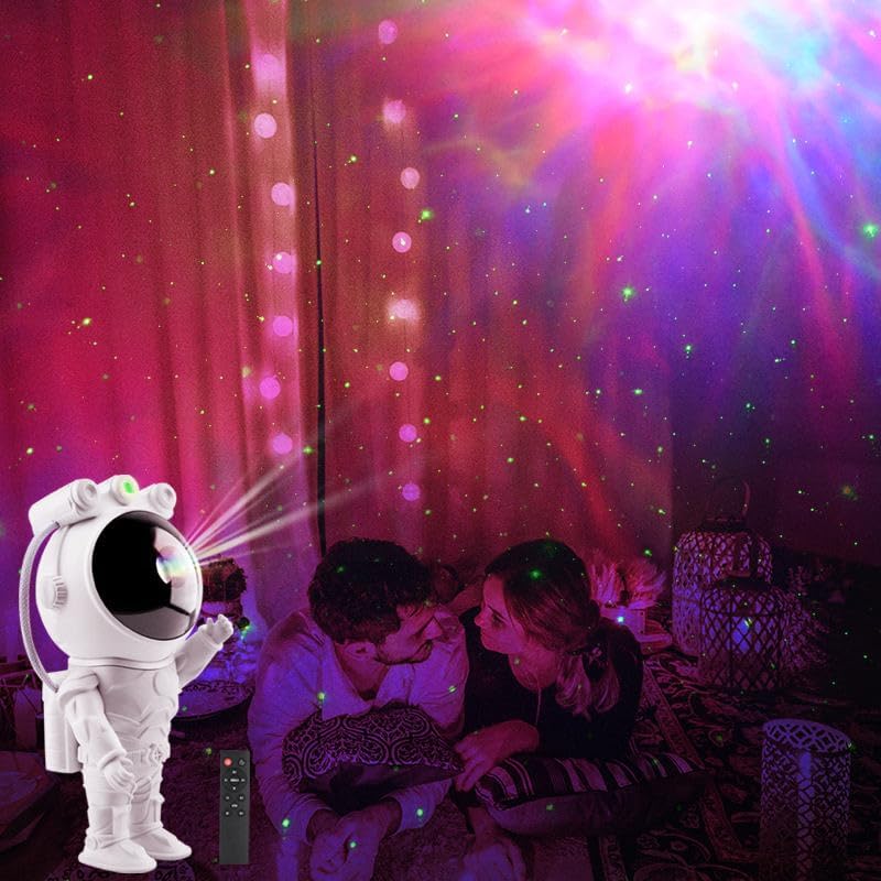 جهاز عرض ضوء سديم المجرة رائد الفضاء من MOONCEE، مزود بمنفذ USB مع جهاز عرض عن بُعد