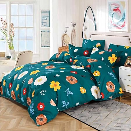 King Size Bedsheet Set 6 PCs 220x240 & 4 Pillow Covers Cotton Blend (MNC9)