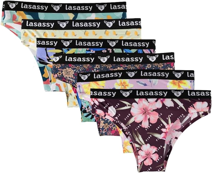 ملابس داخلية نسائية بدون خياطة من LASASSY، 5 قطع، سراويل داخلية نسائية أنيقة بنقشة زهور (متعددة الألوان)