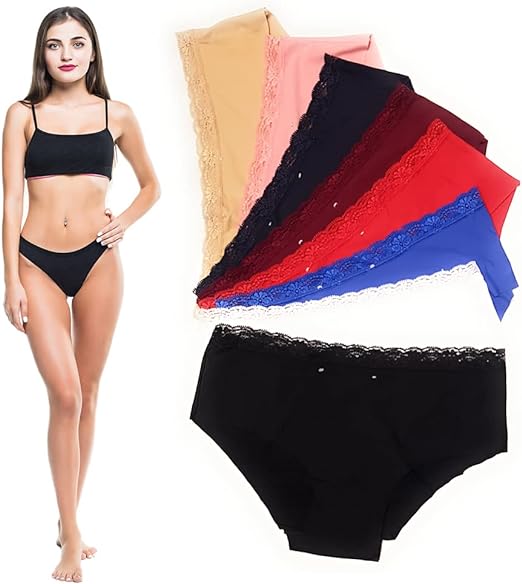 LASASSY 5 PCs Women’s Panties Pack Solid Colour Seamless Panty Ladies Lingerie Breathable Hipster Panties Brief Spandex Panty Soft Stretchable Women Underwear (Multicolour)