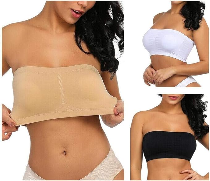 LASASSY 5 Pcs Women's Tube Top Bra Bralette Lady Chest Wrapped Gym Strapless Top Stretchy Seamless Non Padded Sports Bra Underwear Comfortable Wire Free Vest Bra (Muticolour, Free Size) Pack of 5