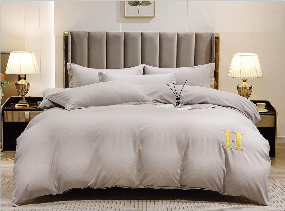Printed 6 PCs King Size Bed Sheet Set With Duvet Cover 220x240, King Bedding Set (6HH1)