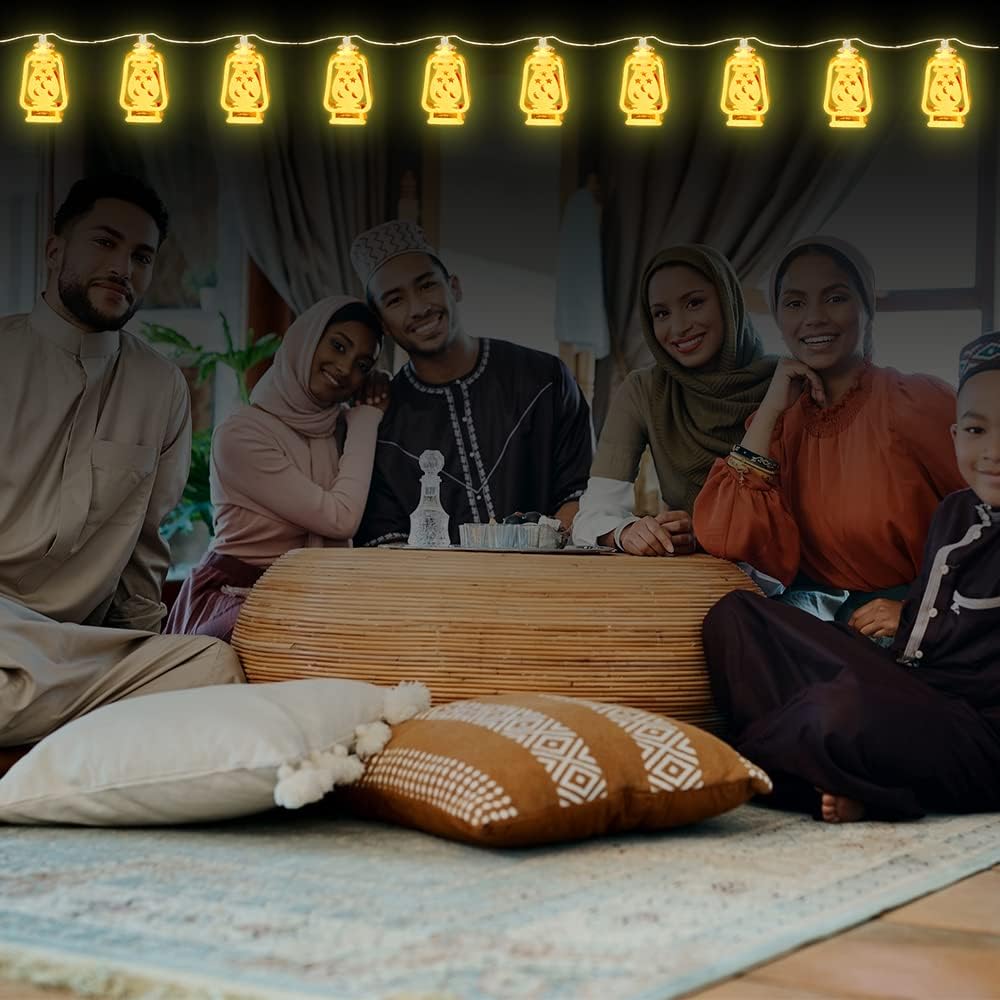 سلسلة مصابيح LED مكونة من 20 مصباحًا تعمل بالبطارية لديكور رمضان والاحتفالات (أبيض دافئ)