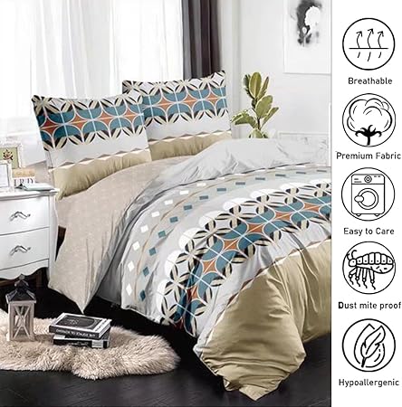 King Bed Sheets 6 PCs Bed Sheet Set with Duvet Cover 220x240 (6FS47)