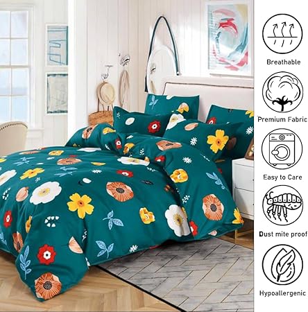 King Size Bedsheet Set 6 PCs 220x240 & 4 Pillow Covers Cotton Blend (MNC9)