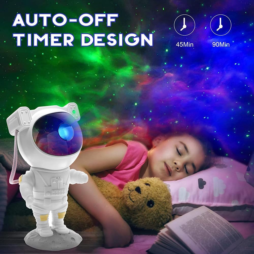 جهاز عرض ضوء سديم المجرة رائد الفضاء من MOONCEE، مزود بمنفذ USB مع جهاز عرض عن بُعد