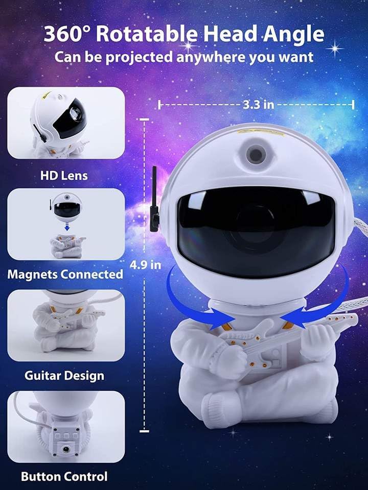 جهاز عرض النجوم من MOONCEE، جهاز عرض ليلي على شكل مجرة رائد فضاء مع جهاز تحكم عن بعد USB