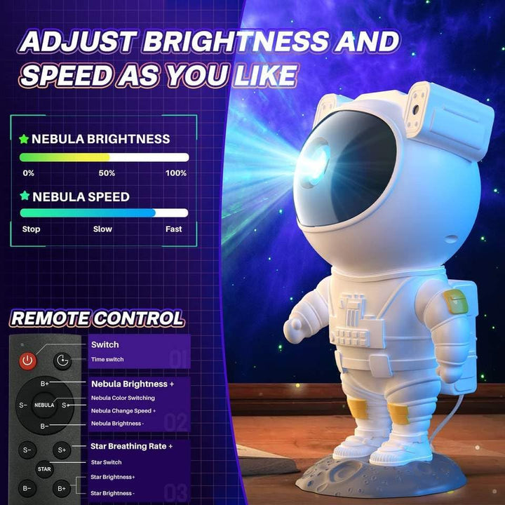 جهاز عرض ضوء سديم المجرة رائد الفضاء من MOONCEE، مزود بمنفذ USB مع جهاز عرض عن بُعد