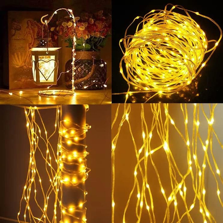 سلسلة أضواء خيالية من MOONCEE، 100 مصباح LED، مع جهاز تحكم عن بعد، تعمل بالبطارية، لتزيين المنزل