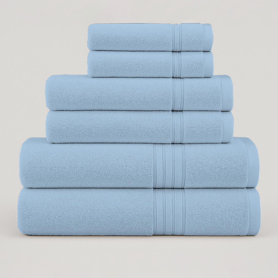 6 PCs Premium Towel Set, 2 Bath Towels, 2 Hand Towels , 2 Washcloths & Shower Towel