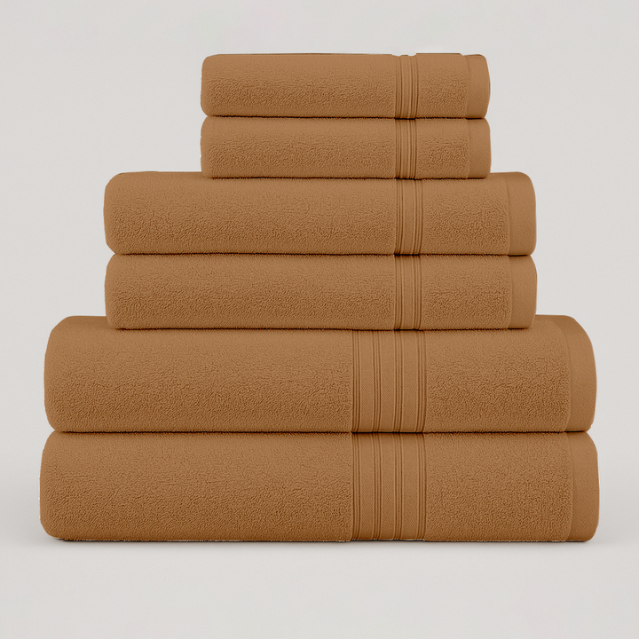 6 PCs Premium Towel Set, 2 Bath Towels, 2 Hand Towels , 2 Washcloths & Shower Towel
